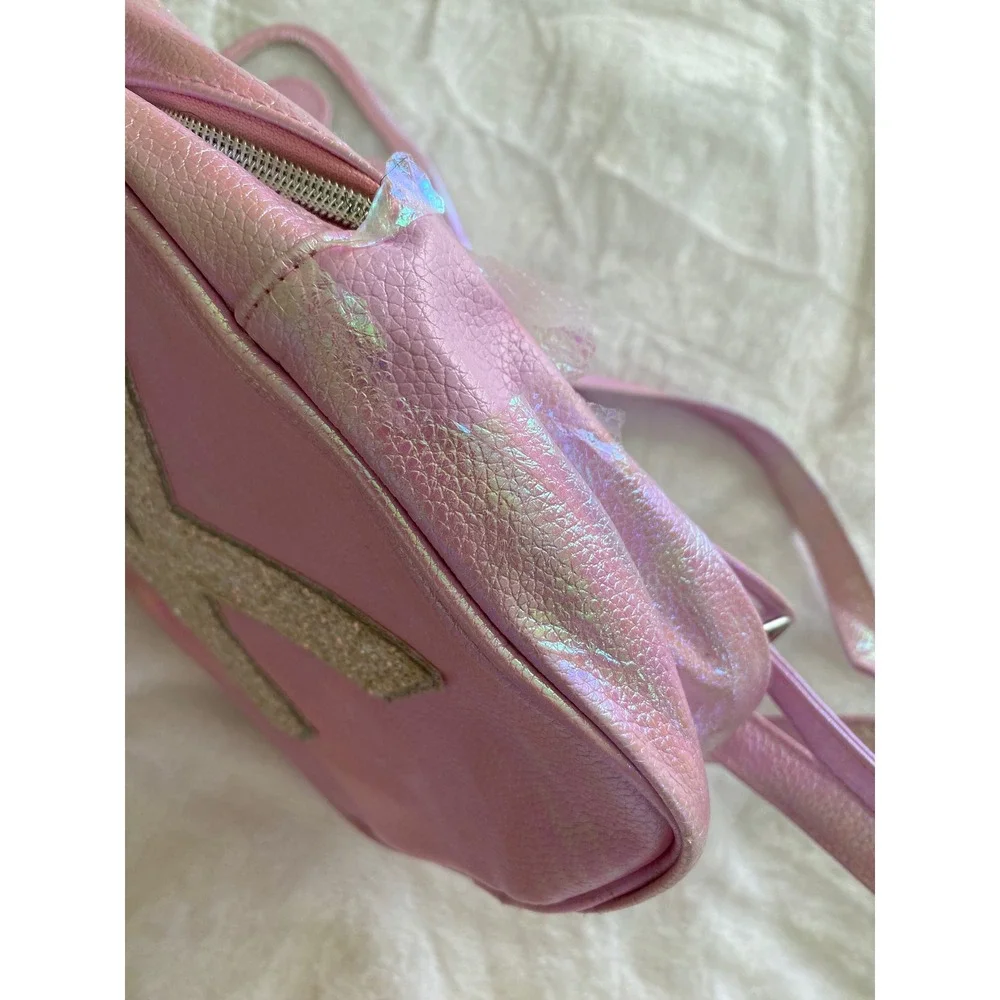 Justice Butterfly Mini Backpack Girls Small Pink Iridescent Letter K Fairycore